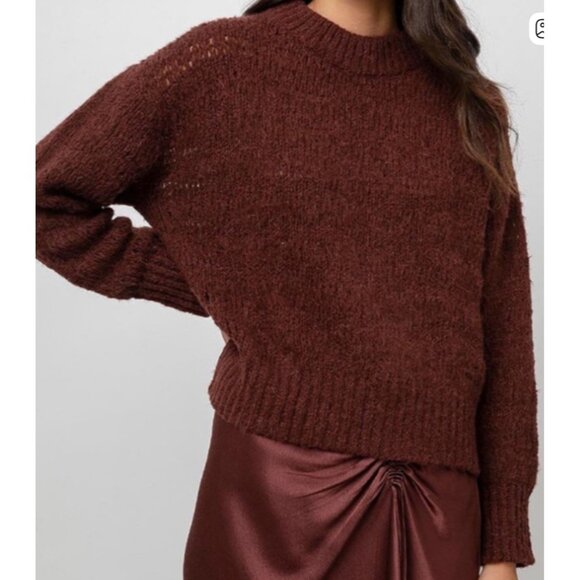 Rails Reagan Raisin Alpaca Wool Sweater Women XL Brown Open Chunky Knit High Nec - Picture 1 of 16